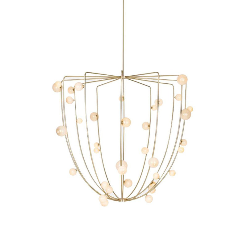 Lustre géométrique, Vert clair, Bronze, 41" Width x 39" Depth x 34" Height