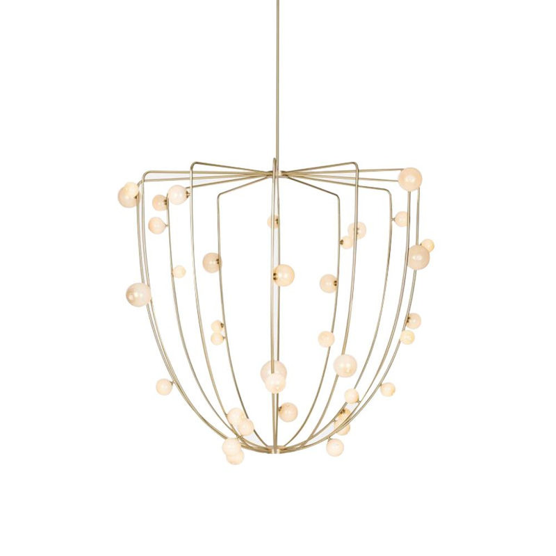 Lustre géométrique, Noir, 48" Width x 47" Depth x 44" Height, Or brossé
