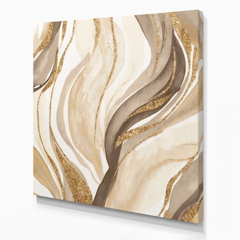 Aquarelle abstraite sur toile beige, H 12 po x l 12 po
