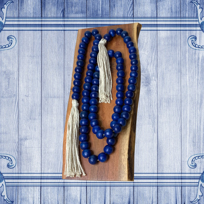 Guirlande Boho Bead - Bleu Caraïbes, Caribbean Blue