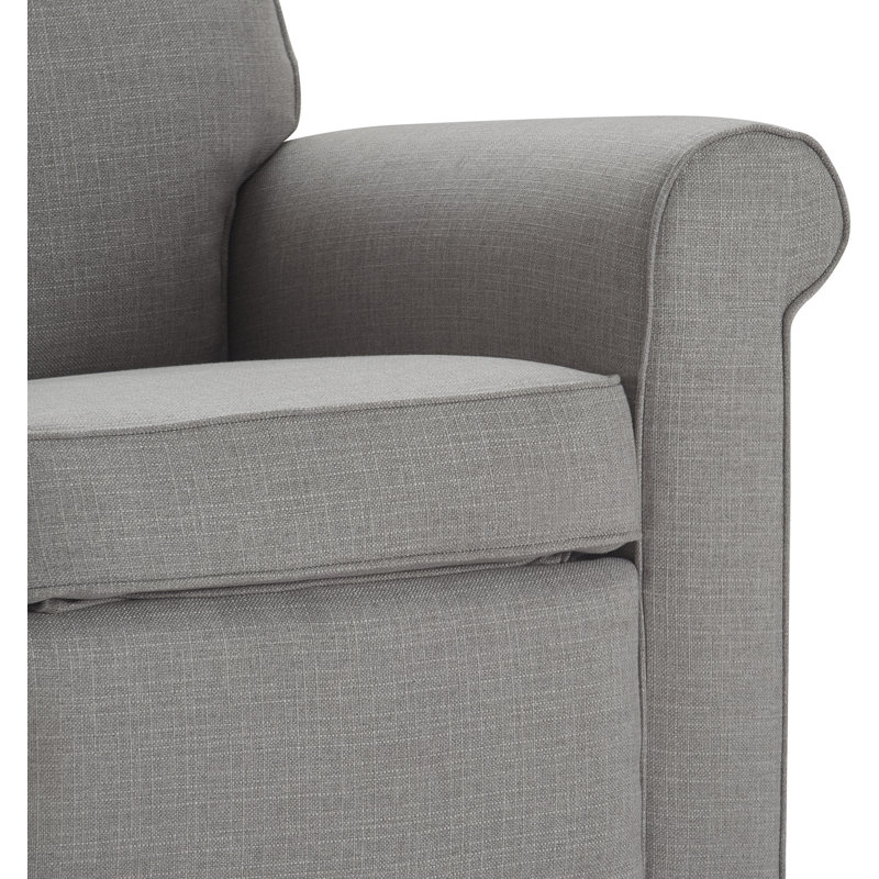 Gray Microfiber Swivel Recliner Chair with Wood Frame