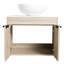 Meuble-lavabo contemporain en chêne blanc. Évier en céramique avec porte à fermeture en douceur et espace de rangement généreux. Fixé au mur. Évier de meuble-lavabo moderne. Conception à fixation murale