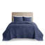 Ensemble de couvre-lit réversible 3 pièces bleu marine double / grand