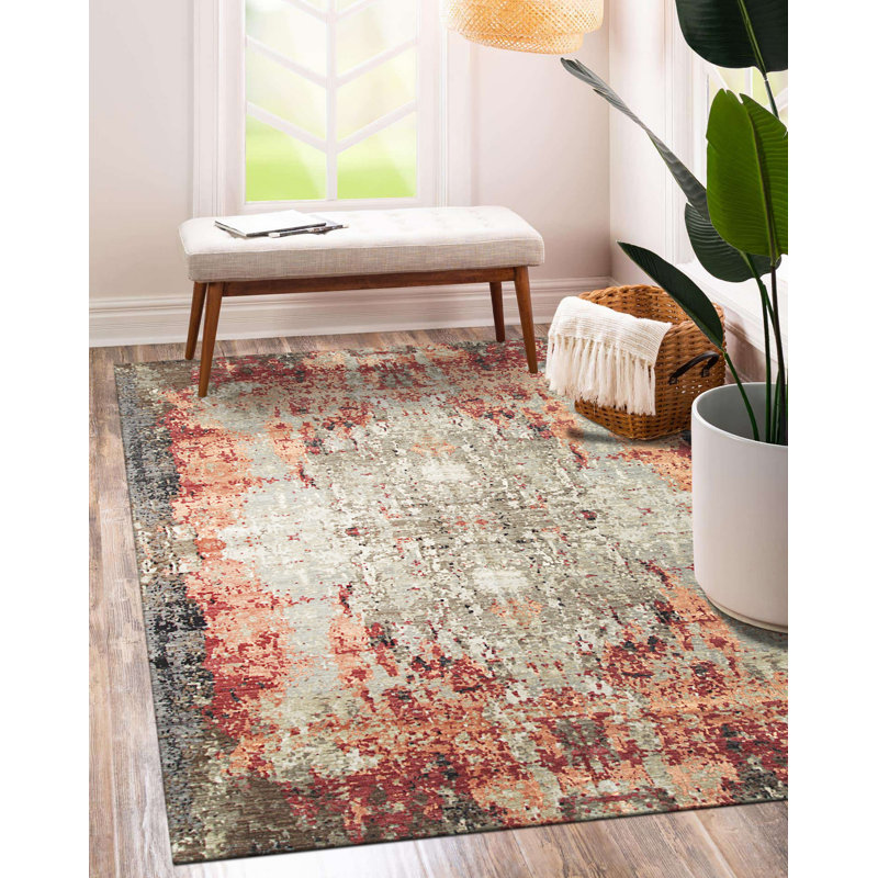 Gray Hand Knotted Wool Area Rug