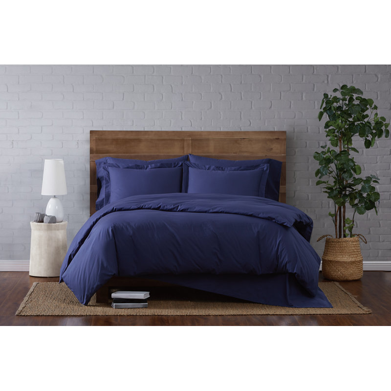 Jededian 100% Cotton Percale Duvet Cover Set, Twin XL Duvet Cover + 1 Sham, Navy