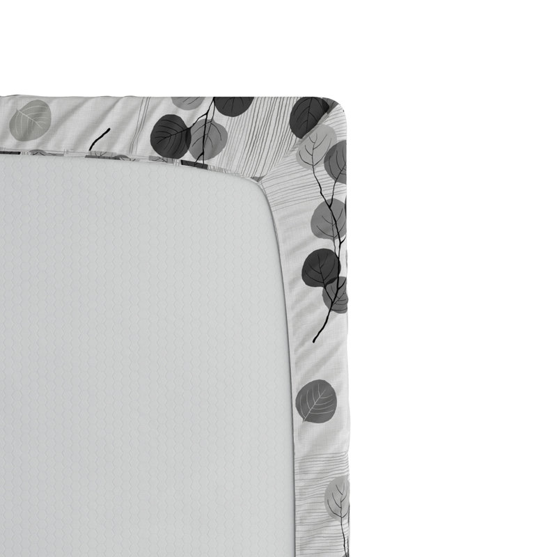 Microfiber Geometric Fitted Sheet, Twin XL Fitted Sheet, Gray Floral 1