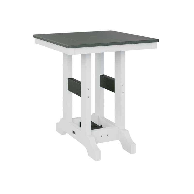 Berlin Gardens Garden Classic Regular Top With White Base Square Bar Table, Coastal Gray, 35.5" H x 28" W x 28" D