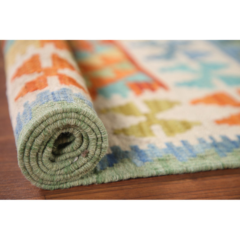 Geometric Wool Kilim Oriental Rug 3x4