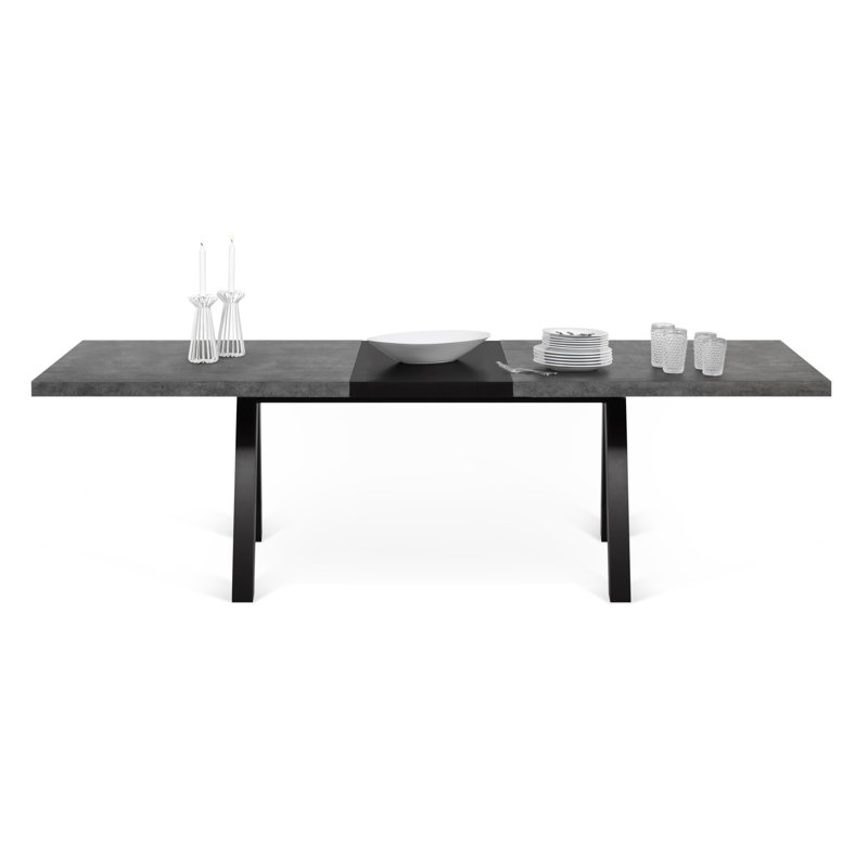 Leana Extendable Dining Table, Concrete/Black