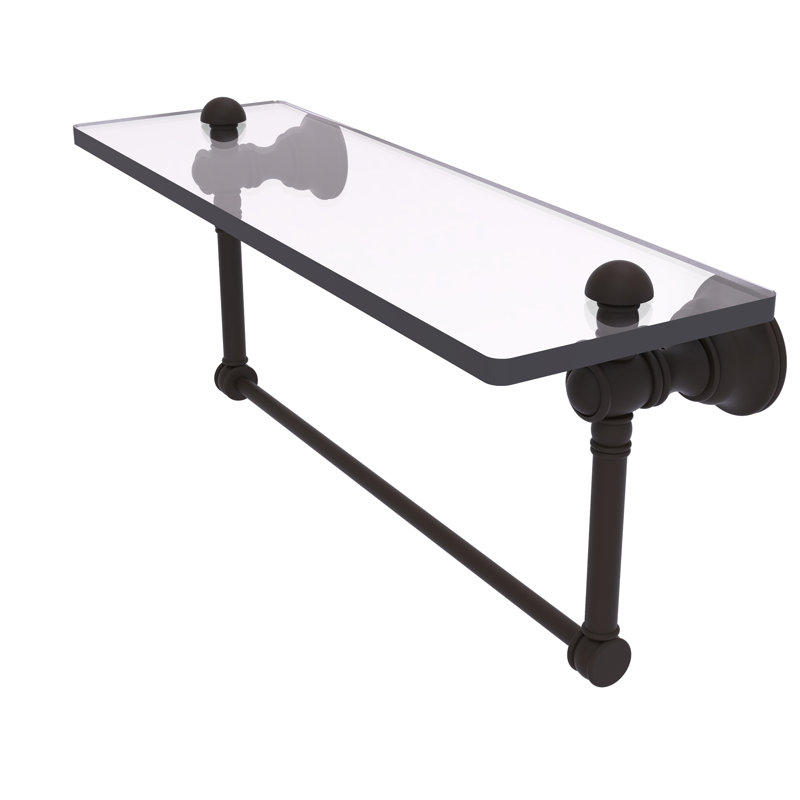 Freyja Glass Accent Shelf with Towel Bar, 5.54" H x 22" W x 7" D, Oil Rubbed Bronze