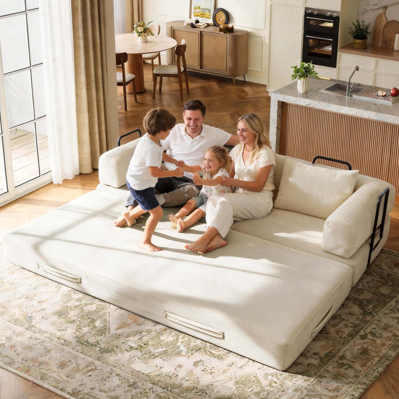 Canapé-lit compressible convertible Anwick de 78 pouces, canapé-lit pliable, canapé modulaire, matelas en velours côtelé, amovible et lavable.