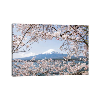 Mount Fuji in Spring with Cherry Blossom Tree 1 Piece Wrapped Canvas Wall Art