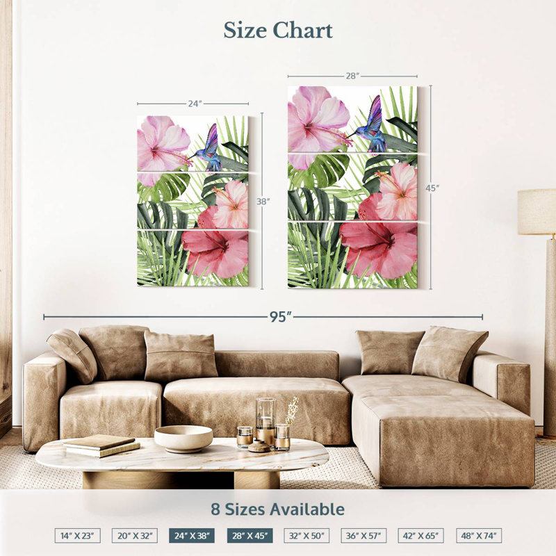 Harnek Hibiscus And Hummingbird I, 38" H x 24" W