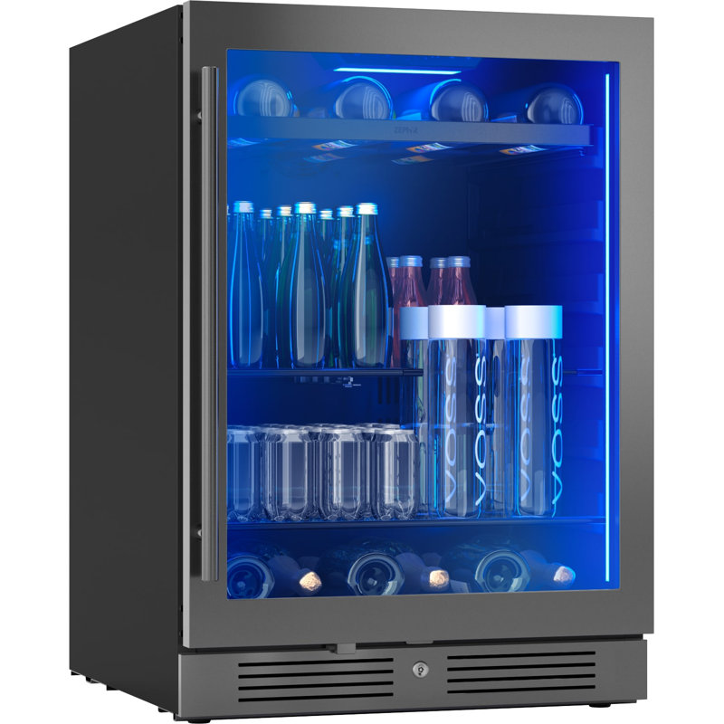 Glacière Zephyr Presrv 24 po en acier inoxydable noir 7 bouteilles et 108 canettes à zone unique