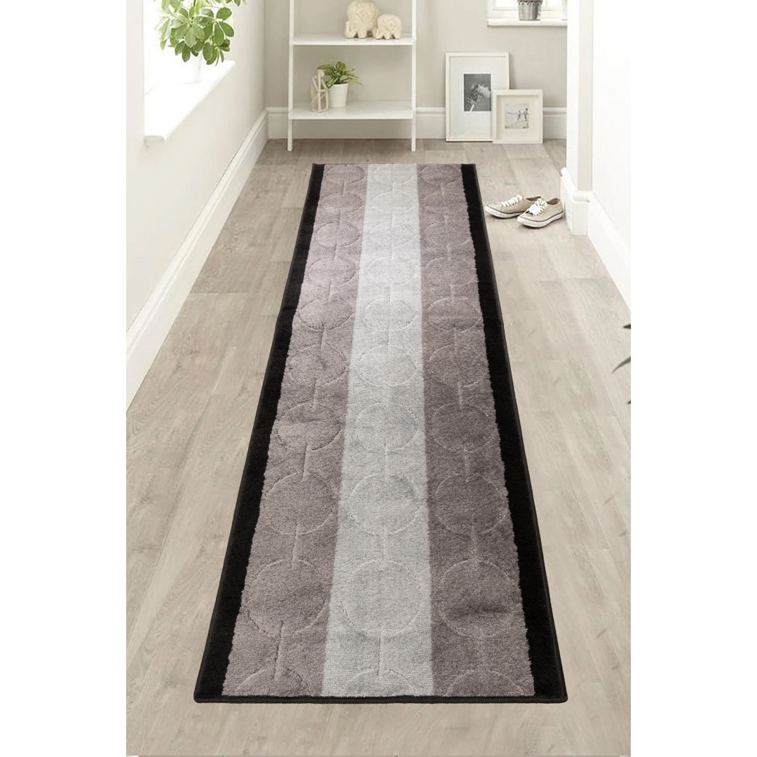 Geometric Circles Gray Medium Pile Slip Resistant Rugs Ebern Designs Rug 