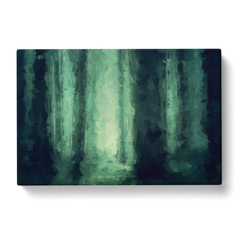 Green Misty Forest In Abstract - Wrapped Canvas Painting, 50cm H x 76cm W x 3cm D