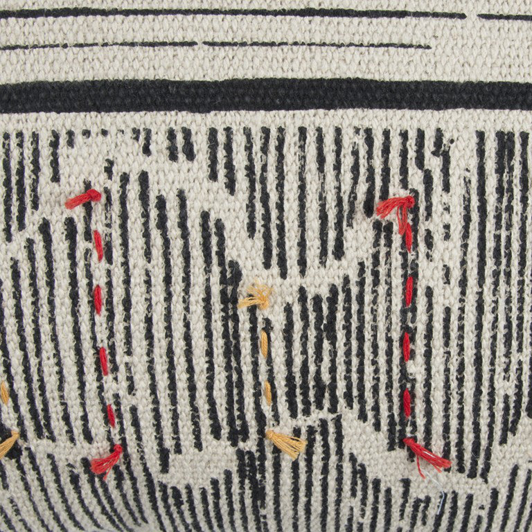 Coussin décoratif en coton, Noir, L 22 po x H 22 po x P 6,5 po, Polyester