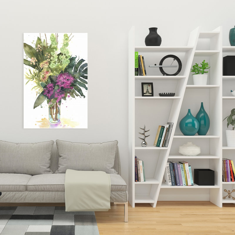 Assemblage de fleurs tropicales - Fleurs vertes sur toile