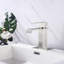 Robinet de salle de bain à cascade avec poignée simple, en acier inoxydable, style nickel brossé-121628393