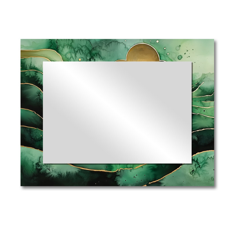 Émeraude, jeu optique de labyrinthe - Art mural miroir abstrait - imprimé sur métal, 30 po x 40 po