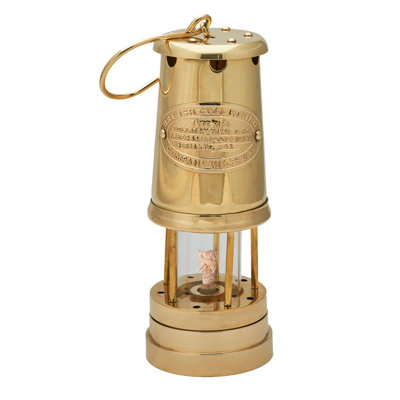 Lampe à huile - Lampe minière décorative de 8,5 po avec corps en laiton massif de style antique et cheminée en verre - Petite lanterne au kérosène avec mèche réglable - Lanternes à huile pour utilisation intérieure par Kings County Tools