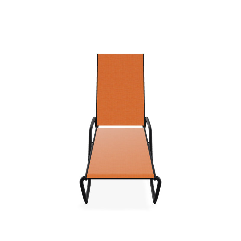 Chaise longue inclinable Gardenella, Noir texturé, Toile Sunbrella® tangerine