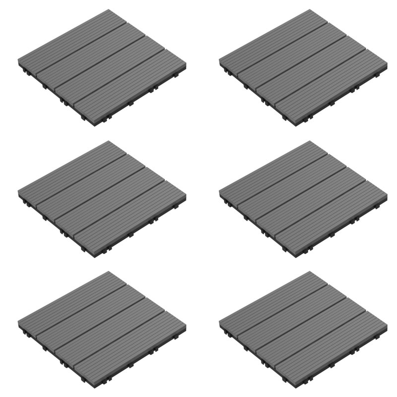 30.5cm x 30.5cm Wood Plastic Composite Tile, Grey