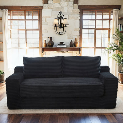 Loveseat Compression Sofa For Living Room, No Assembly, Convertible 2 In 1 Design, Couch For Spaces, Apartments, Home Office, Bedroom