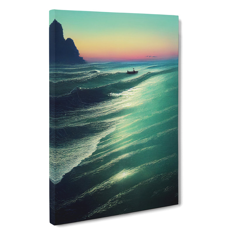Boat By The Coast - Wrapped Canvas Painting, 76cm H x 50cm W x 3cm D