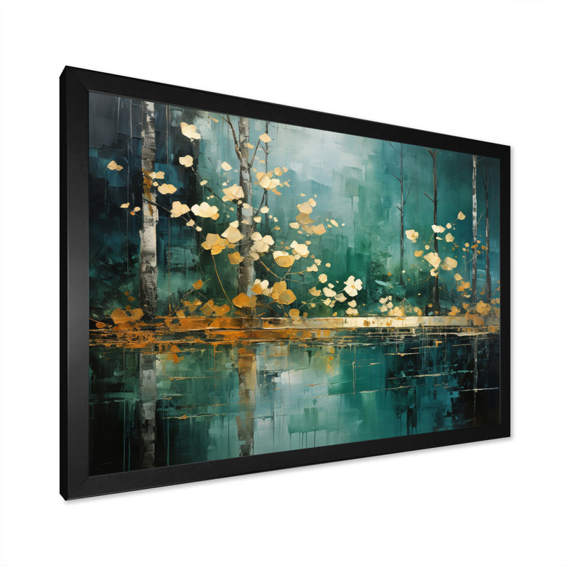 Toile Bold Forest Emerald II - impressions sur toile forêt, H 12 po x l 20 po x P 1 po, Cadre simple noir