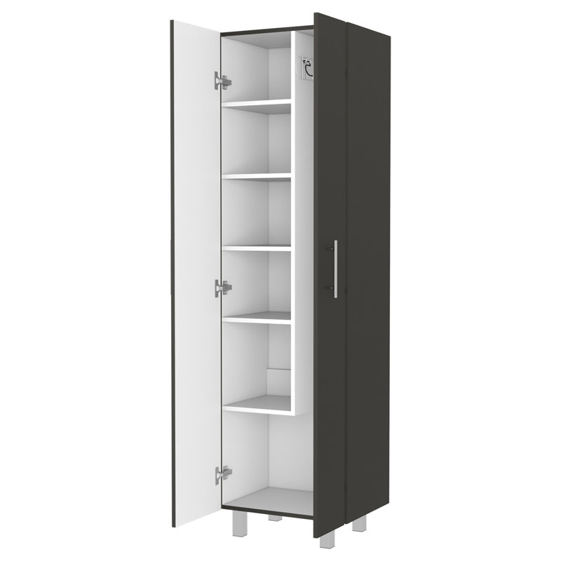 Halifax 2Door Rectangle Closet Pantry Black Wengue And White, Black, 20.27"W x 14.7"D