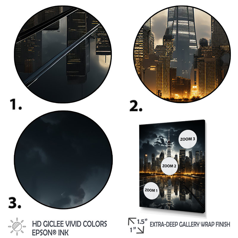 Hoddesdon gratte-ciel monochromatique Metropolis II - impression, H 44 po x l 34 po x P 1,5 po, Cadre photo noir