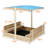 Sandbox With Lid And Cover For Kids With Canopy, Retractable Roof, UV-Resistant Sandbox W/2 Foldable Bench Seats For Backyard, Patio, Outdoor Play