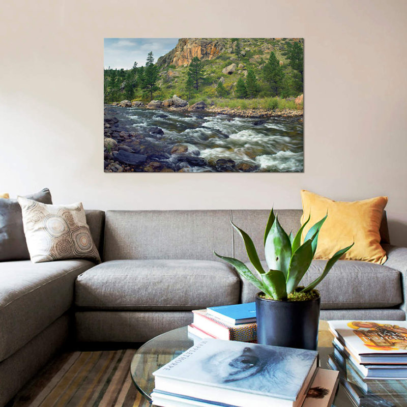Rapids with Cliff Above Cache La Poudre River, Colorado - impression sur toile, H 8 po x l 12 po x P 0,75 po