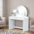 Makeup Vanity Table With Touch Screen Lighted Mirror, Dressing Table With A Drawer And Curved Edges