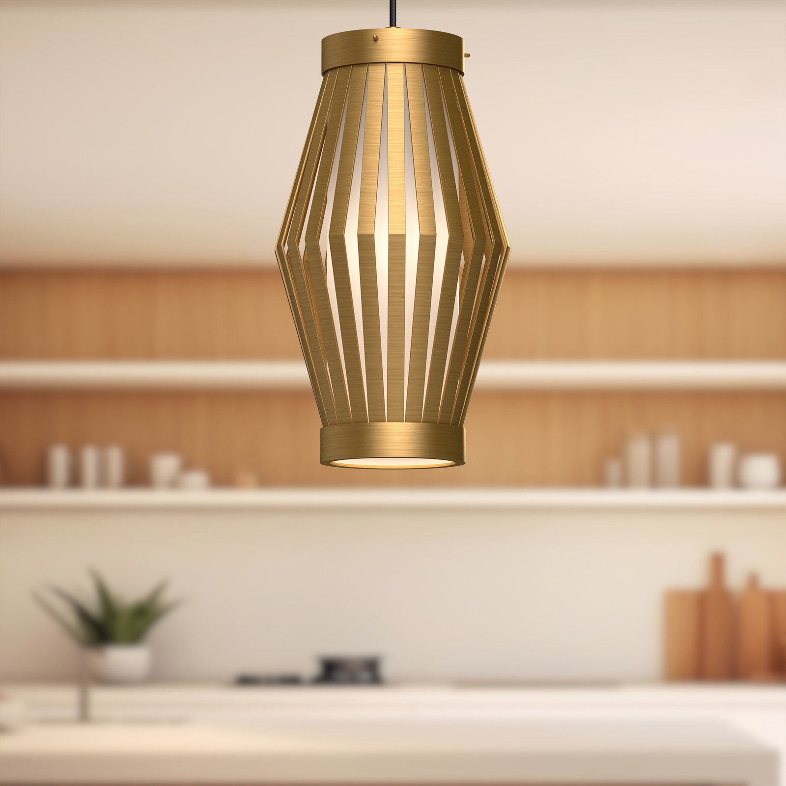 Phineas Single Light Glass Steel Pendant, Aged Gold