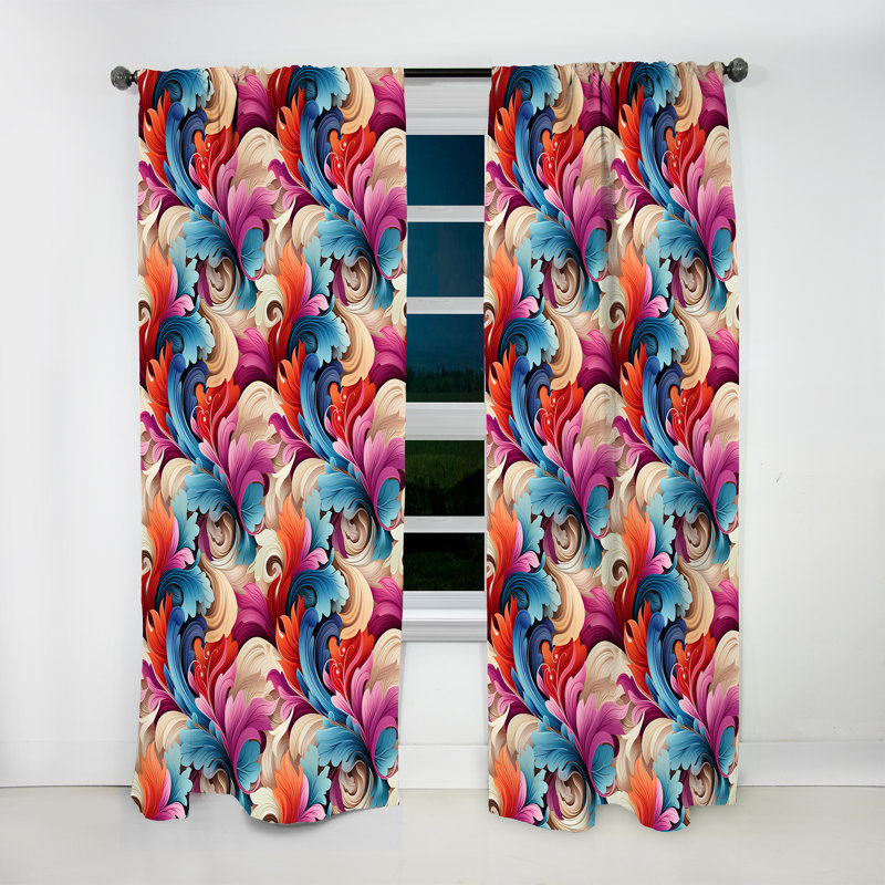 Motif cachemire Retro Vibes - Rideau floral - Rideau floral obscurcissant - 1 panneau, L 52 po x L 120 po