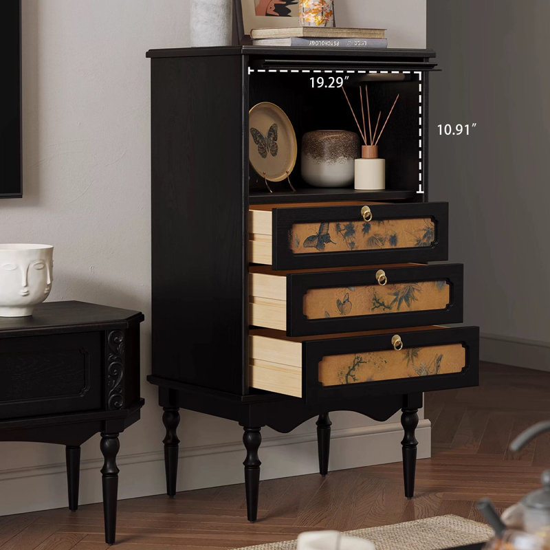 Buffet rétro en bois massif noir, Noir