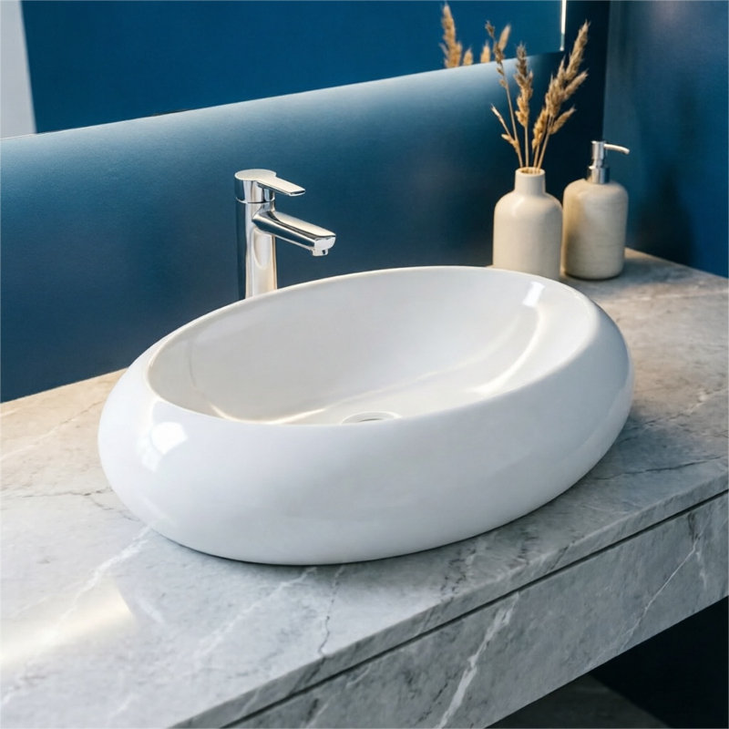 Topcraft White Ceramic 19" * 13" Vessel Bathroom Sink