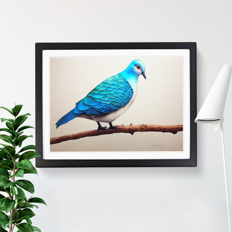 Dove Bird in Watercolour Vol.6 1 Piece Single Picture Frame Wall Art, 25cm H x 34cm W x 2cm D, Black Framed