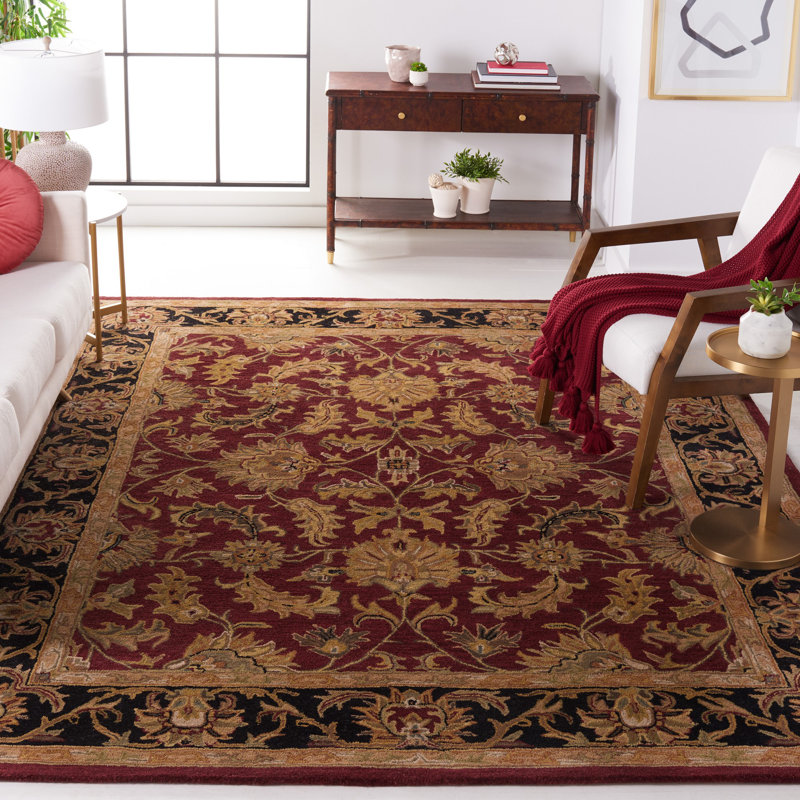 Tapis rouge / noir en laine touffeté à la main Cranmore, Rectangle 8 pi x 10 pi