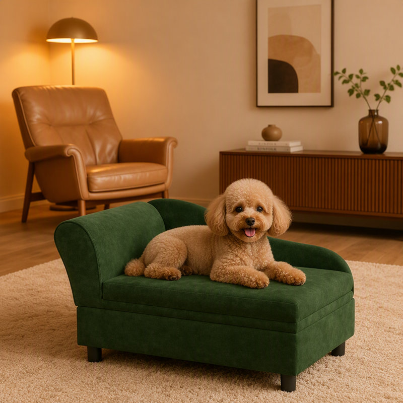 Sofa pour chien avec dossier, rangement et coussin, 29.9, Vert