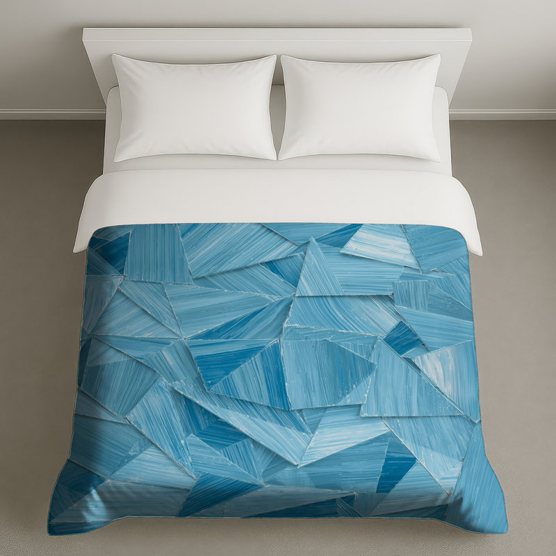 Blue Triangular Shapes Duvet Covers, Twin