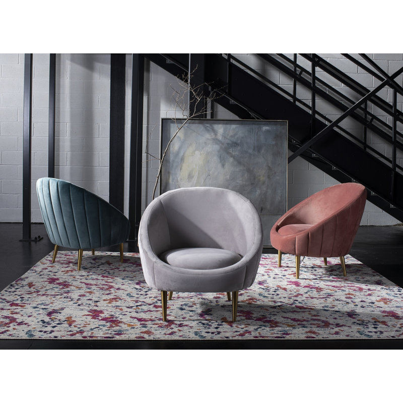 Dusty Rose Velvet Barrel Armchair with Gold Legs
