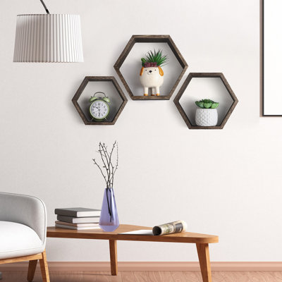 Lakefield 3 Piece Hexagon Floating Shelf