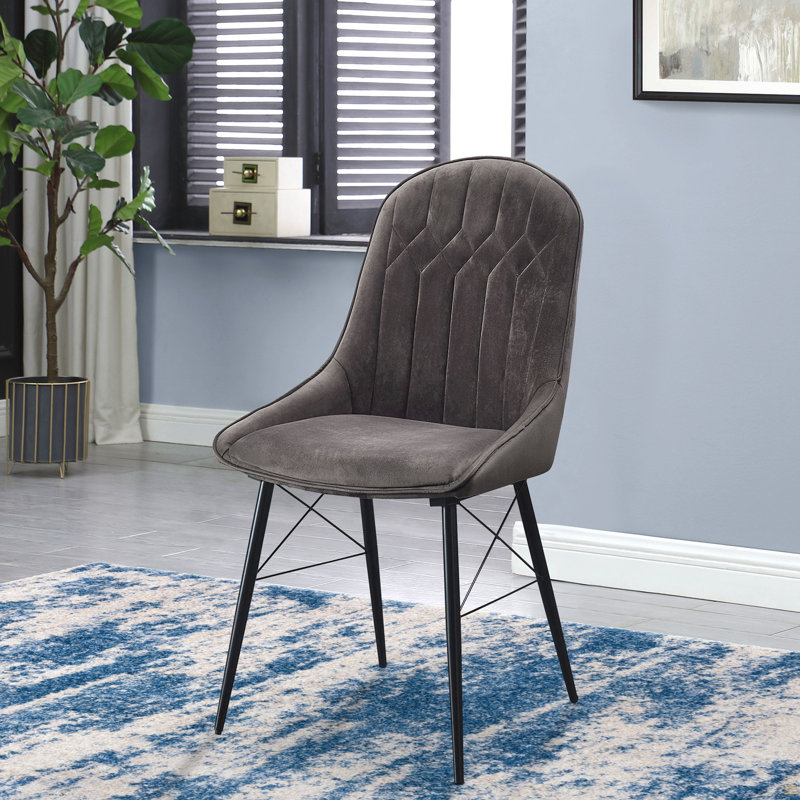 Ensemble de 2 chaises grises et noires à dossier capitonné