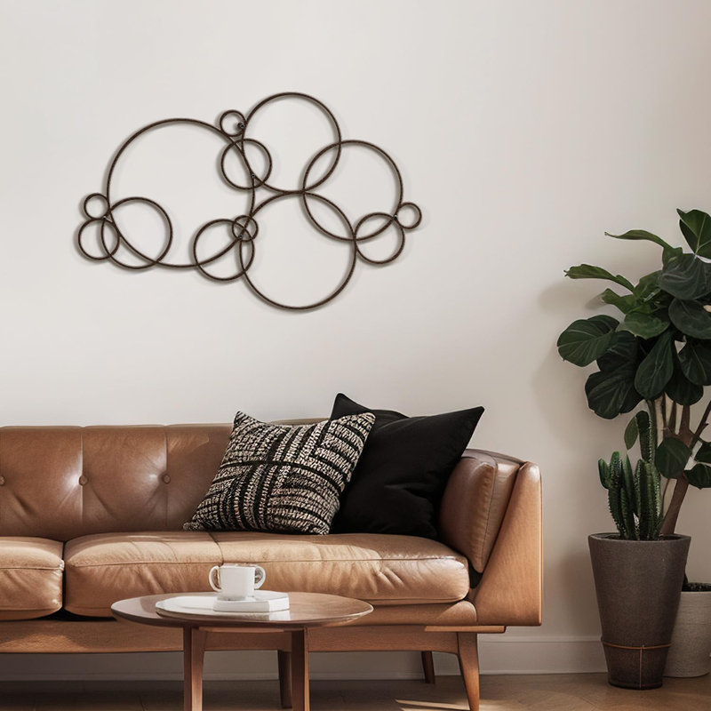 Décoration murale en métal, H 15 po x l 30 po x P 0,05 po, Bronze