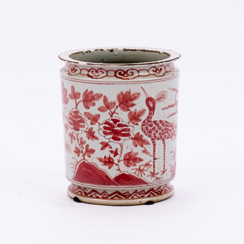 Handmade Ceramic Planter, Red, 10" H x 7" W x 7" D