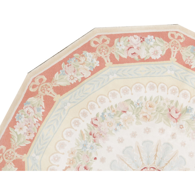 Hand-Knotted High-Quality Yellow and Rose Area Rug
