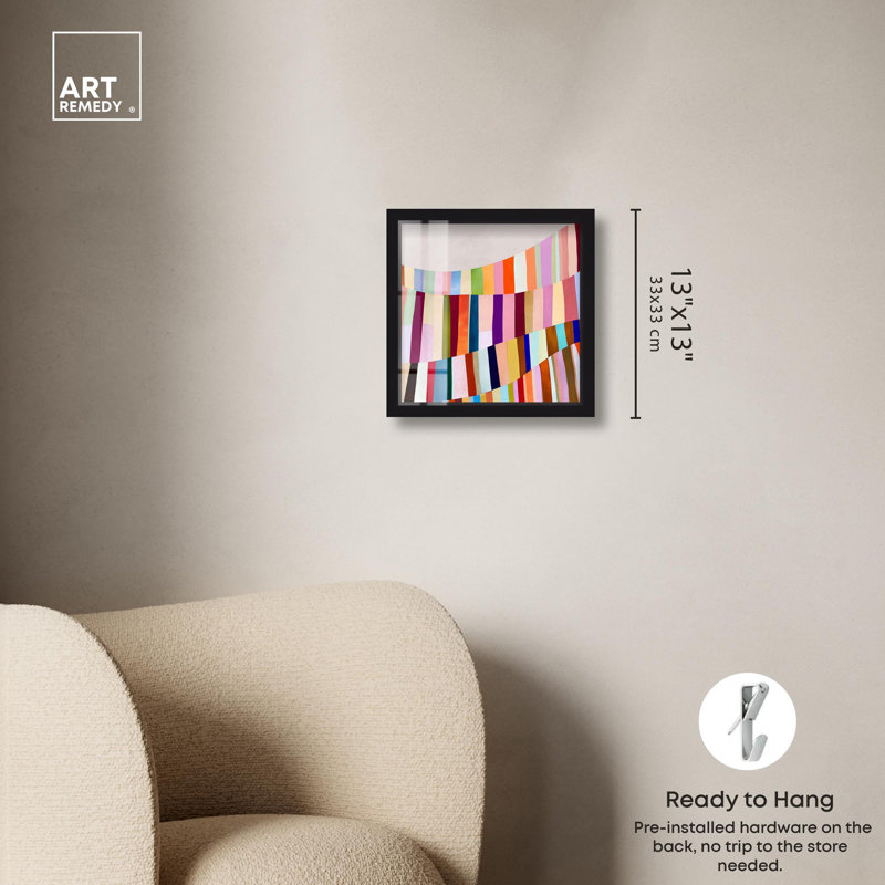 Rainbow Ribbon I Abstract Decor Shadowbox Print par Art Remedy, H 13 po x l 13 po, Noir